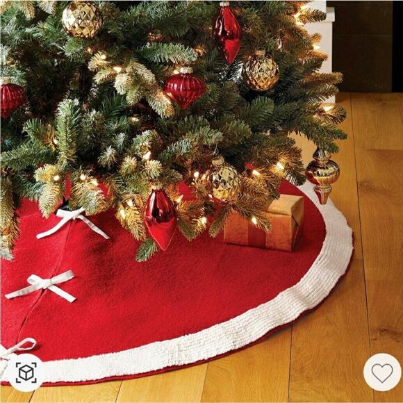 Threshold Christmas Tree Skirt Red Textured Cotton Holiday Farmhouse 50" NEW - Picture 1 of 8